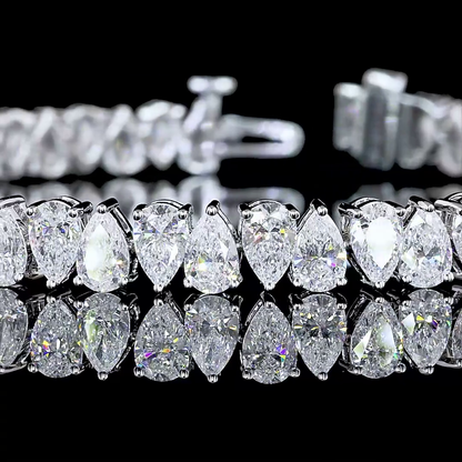 10.52 CTTW Pear Lab Diamond Tennis Bracelet 7" 14k White Gold E Color and VVS2 Clarity jewelry-spot-usa