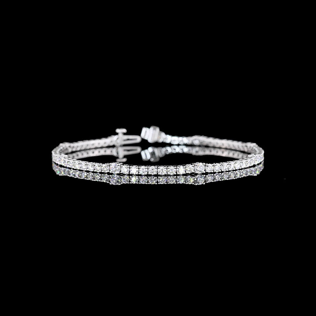 3.77 CTTW Round Lab Diamond Station Line Tennis Bracelet 7" 14k White Gold E Color and VS Clarity jewelry-spot-usa