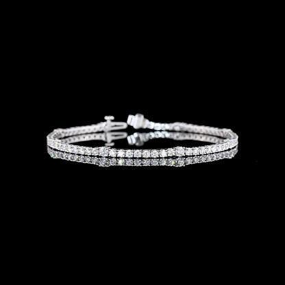 3.77 CTTW Round Lab Diamond Station Line Tennis Bracelet 7" 14k White Gold E Color and VS Clarity jewelry-spot-usa