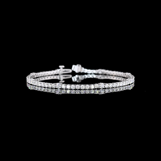 3.77 CTTW Round Lab Diamond Station Line Tennis Bracelet 7" 14k White Gold E Color and VS Clarity jewelry-spot-usa