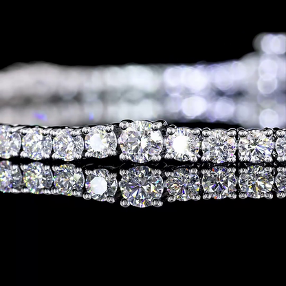 3.77 CTTW Round Lab Diamond Station Line Tennis Bracelet 7" 14k White Gold E Color and VS Clarity jewelry-spot-usa