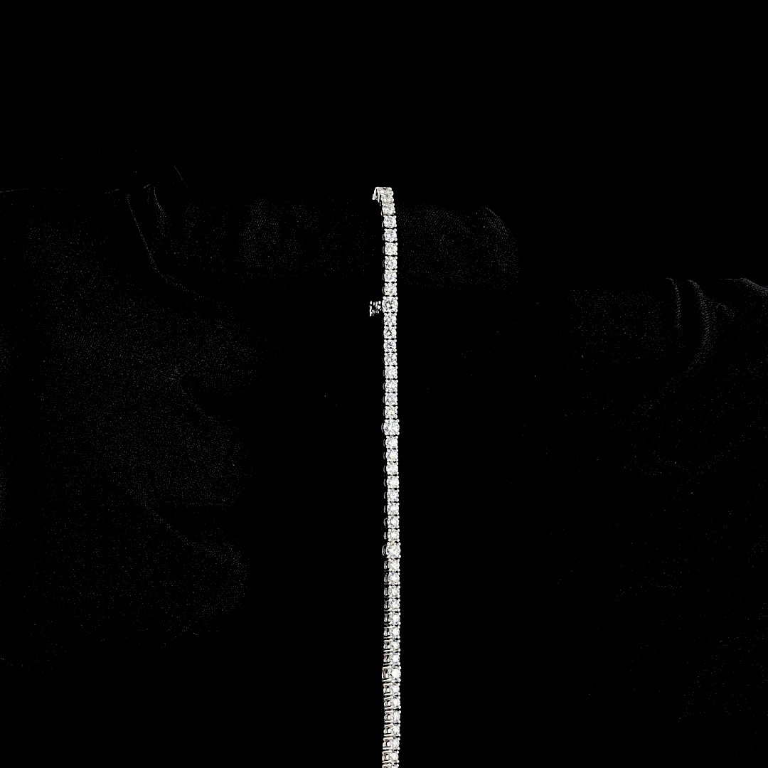 3.77 CTTW Round Lab Diamond Station Line Tennis Bracelet 7" 14k White Gold E Color and VS Clarity jewelry-spot-usa