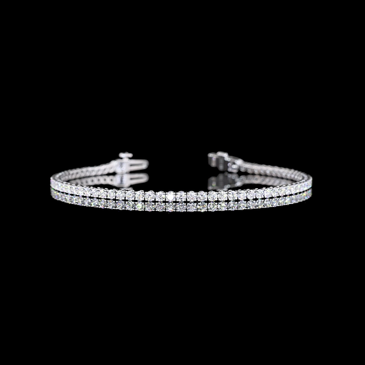 3.64 CTTW Round E VS Lab Diamond Tennis Bracelet 7" 14k White Gold