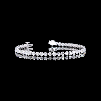 5.46 CTTW Heart Lab Diamond Tennis Bracelet 6.5" 14k White Gold E Color and VS Clarity jewelry-spot-usa