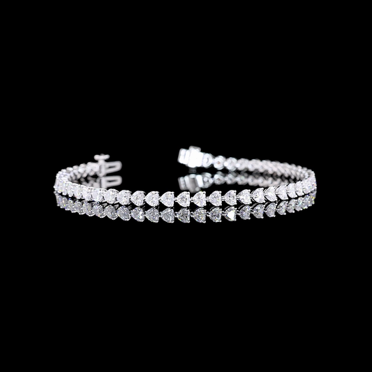 5.46 CTTW Heart Lab Diamond Tennis Bracelet 6.5" 14k White Gold E Color and VS Clarity jewelry-spot-usa