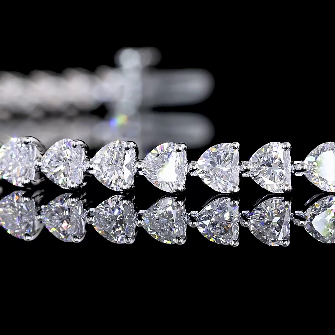 5.46 CTTW Heart Lab Diamond Tennis Bracelet 6.5" 14k White Gold E Color and VS Clarity jewelry-spot-usa