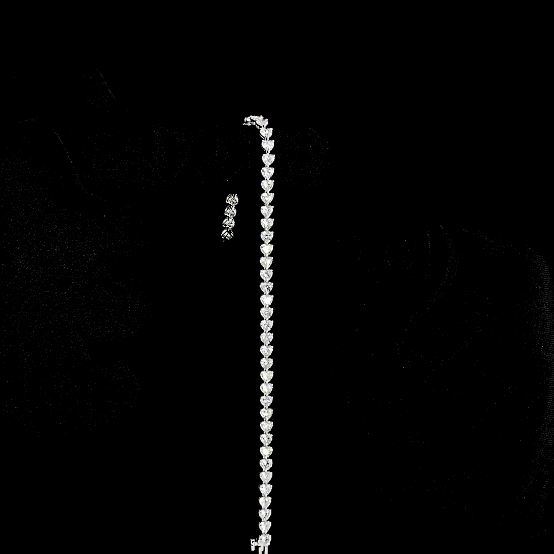 5.46 CTTW Heart Lab Diamond Tennis Bracelet 6.5" 14k White Gold E Color and VS Clarity jewelry-spot-usa