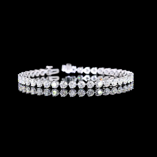14k White Gold Lab Diamond Round 8.06 CTTW Tennis Bracelet 7" E VS