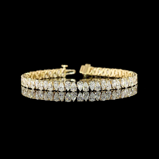 9.95 CTTW Pear Lab Diamond Tennis Bracelet 7" 14k Yellow Gold (E Color and VS Clarity)
