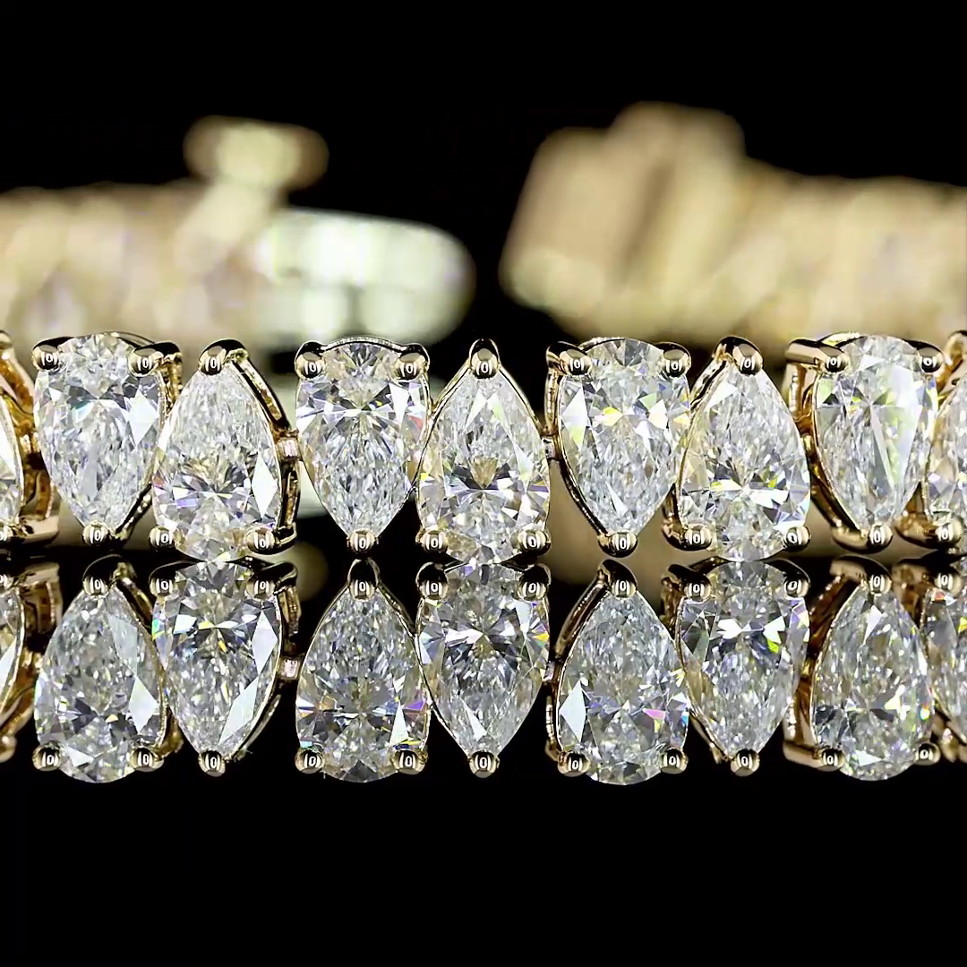 9.95 CTTW Pear Lab Diamond Tennis Bracelet 7" 14k Yellow Gold E Color and VS Clarity jewelry-spot-usa