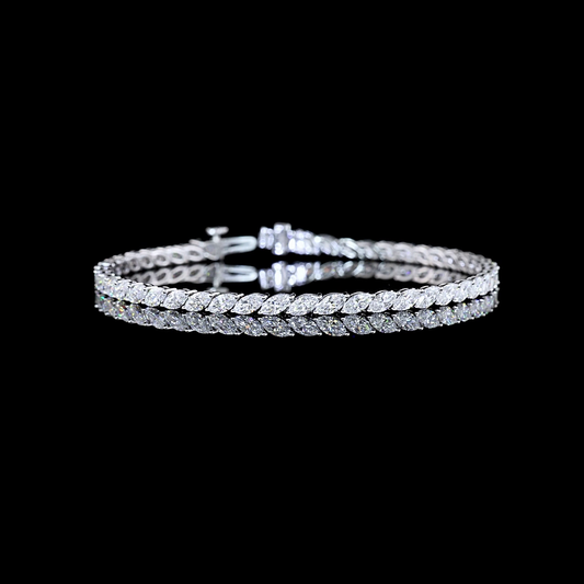 5.67 CTTW Marquise Lab Diamond Tennis Bracelet 7" 14k White Gold E Color and VS Clarity jewelry-spot-usa