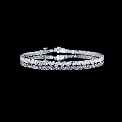 5.74 CTTW Marquise Lab Diamond Tennis Bracelet 7.25" 14k White Gold E Color and VS Clarity jewelry-spot-usa