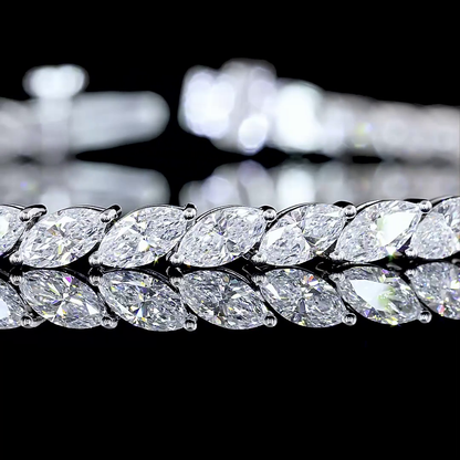 5.74 CTTW Marquise Lab Diamond Tennis Bracelet 7.25" 14k White Gold E Color and VS Clarity jewelry-spot-usa