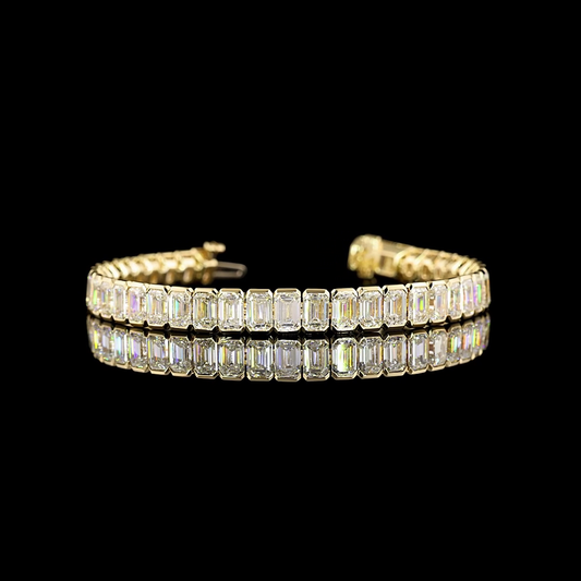 20.62 CTTW Emerald Lab Diamond Tennis Bracelet 6.5" 14k Yellow Gold E Color and VS Clarity jewelry-spot-usa