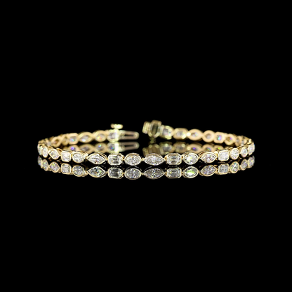 3.53 CTTW MIX Lab Diamond Tennis Bracelet 7" 14k Yellow Gold (F Color and VS1 Clarity)