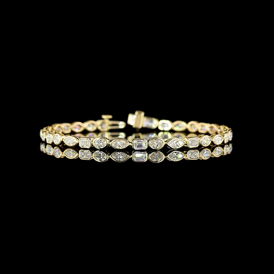 4.57 CTTW MIX Lab Diamond Tennis Bracelet 7" 14k Yellow Gold (E Color and VS Clarity)