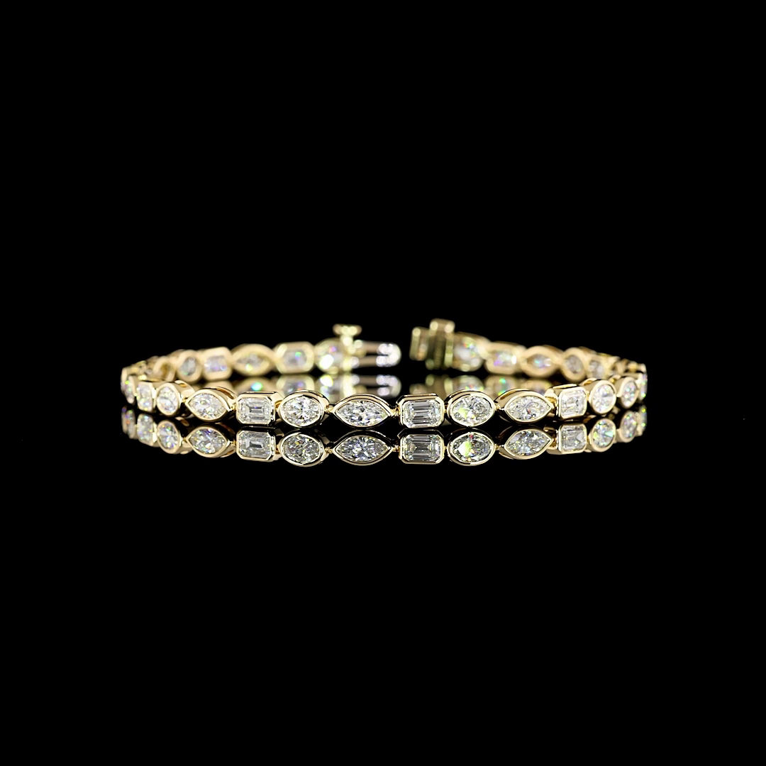 14k Yellow Gold Lab Diamond MIX 5.88 CTTW Tennis Bracelet 7" F VS2