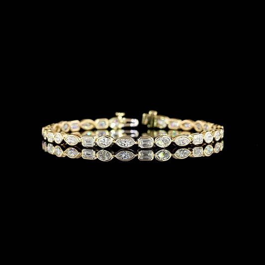 14k Yellow Gold Lab Diamond MIX 5.88 CTTW Tennis Bracelet 7" F VS2