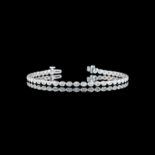2.56 CTTW Oval Lab Diamond Tennis Bracelet (E Color and VS Clarity)
