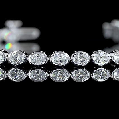 2.56 CTTW Oval Lab Diamond Tennis Bracelet (E Color and VS Clarity)