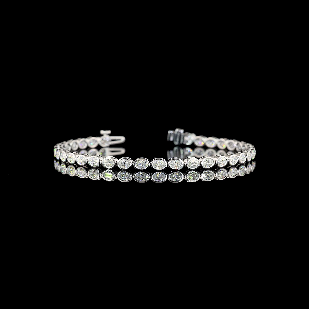 3.54 CTTW Oval Lab Diamond Tennis Bracelet (F Color and VS2 Clarity)