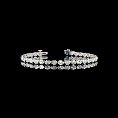 3.54 CTTW Oval Lab Diamond Tennis Bracelet (F Color and VS2 Clarity)