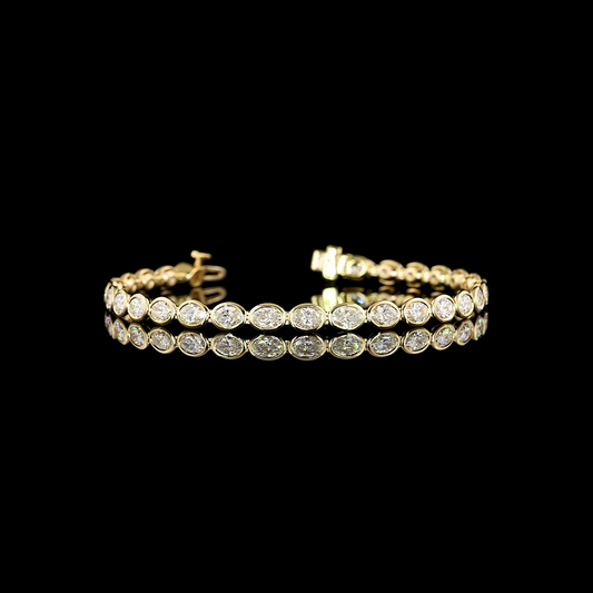 5.79 CTTW Oval E VS Lab Diamond Tennis Bracelet 6.5" 14k Yellow Gold