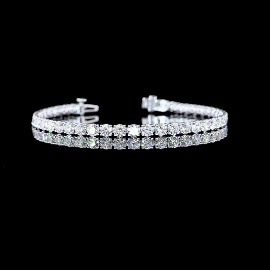 8.62 CTTW Round F VS2 Lab Diamond Tennis Bracelet 6.5" 14k White Gold