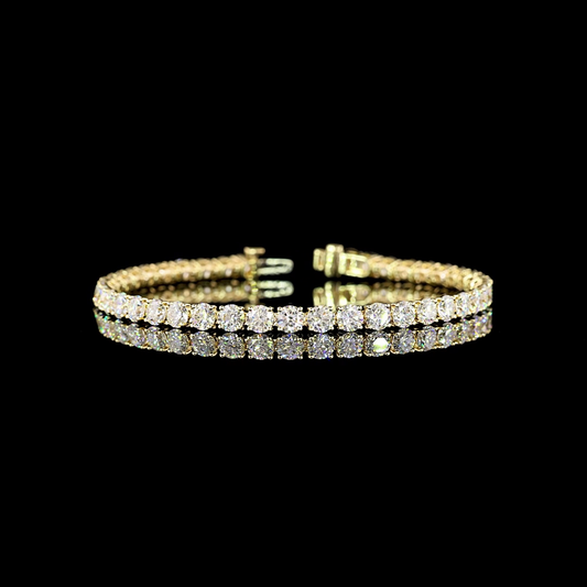 10.42 CTTW Round Lab Diamond Tennis Bracelet 7" 14k Yellow Gold (F Color and VS2 Clarity)