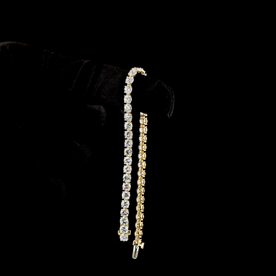 10.42 CTTW Round Lab Diamond Tennis Bracelet 7" 14k Yellow Gold (F Color and VS2 Clarity)