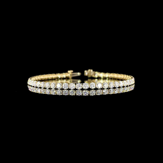 7.17 CTTW Round Lab Diamond Tennis Bracelet 7" 14k Yellow Gold (E Color and VS Clarity)