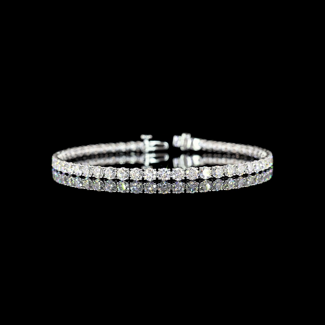 6.96 CTTW Round Lab Diamond Tennis Bracelet 7" 14k White Gold (E Color and VS Clarity)