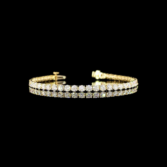 7.33 CTTW Round Lab Diamond Tennis Bracelet 6.5" 14k Yellow Gold (E Color and VS Clarity)