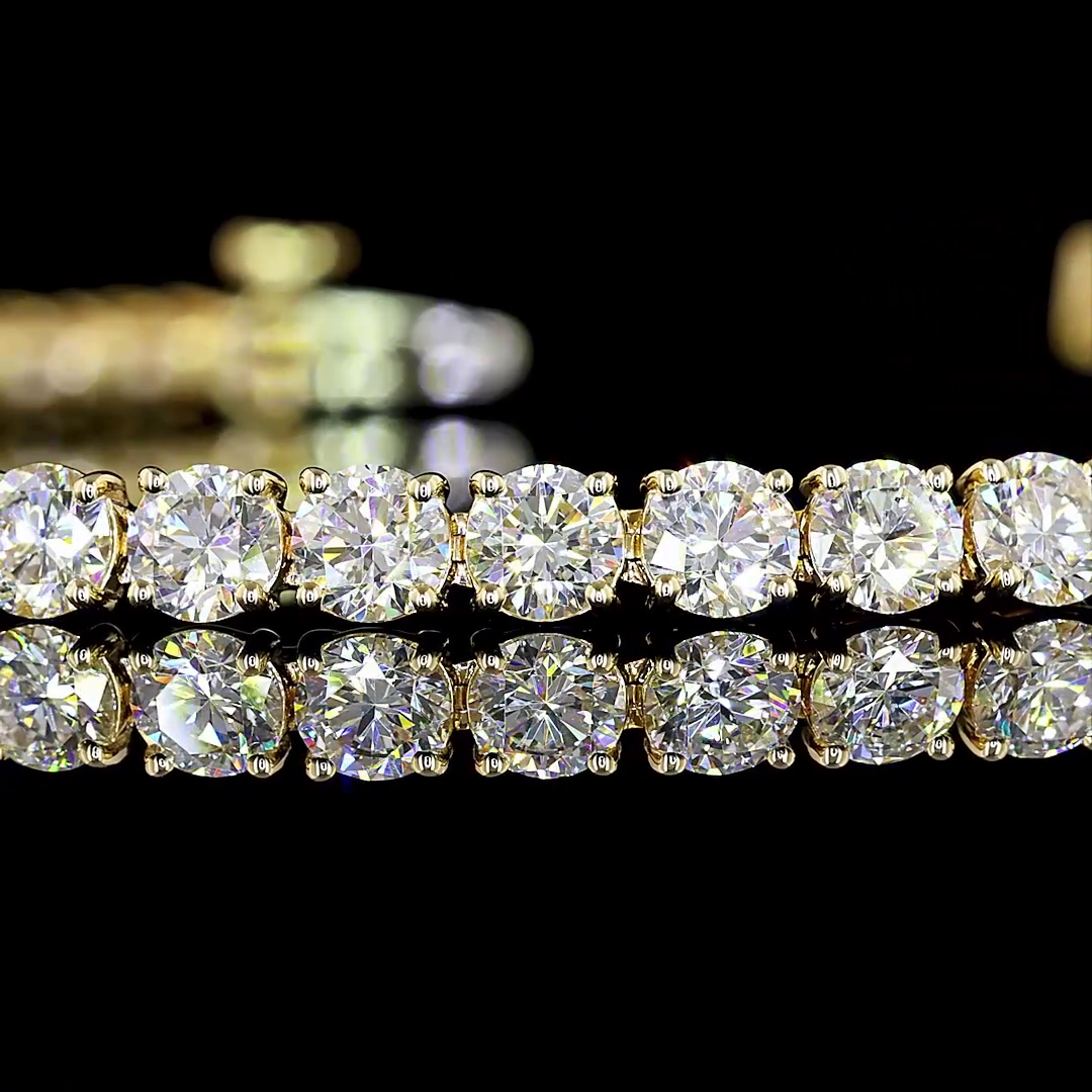 7.33 CTTW Round Lab Diamond Tennis Bracelet 6.5" 14k Yellow Gold (E Color and VS Clarity)
