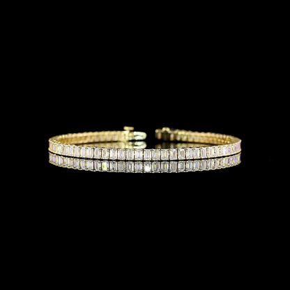 7.09 CTTW Emerald Lab Diamond Tennis Bracelet 7" 14k Yellow Gold (E Color and VS Clarity)