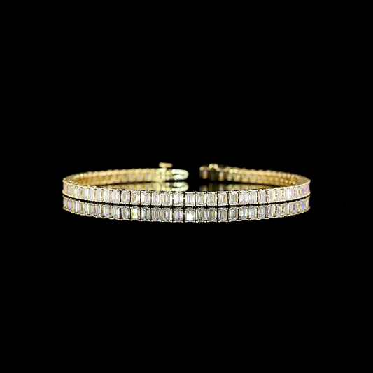 7.09 CTTW Emerald Lab Diamond Tennis Bracelet 7" 14k Yellow Gold (E Color and VS Clarity)