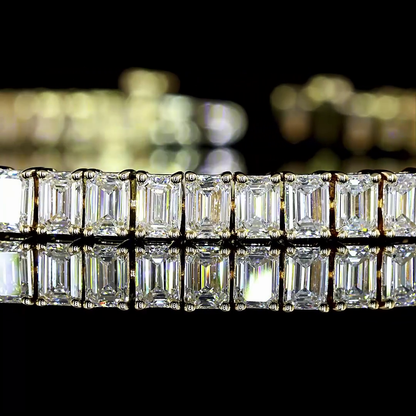 7.09 CTTW Emerald Lab Diamond Tennis Bracelet 7" 14k Yellow Gold (E Color and VS Clarity)