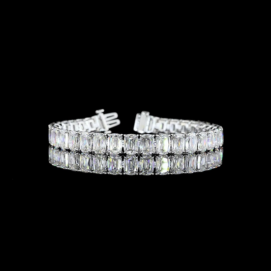 35.67 CTTW Radiant Modified Lab Diamond Tennis Bracelet 7" 14k White Gold E Color and VS1 Clarity jewelry-spot-usa