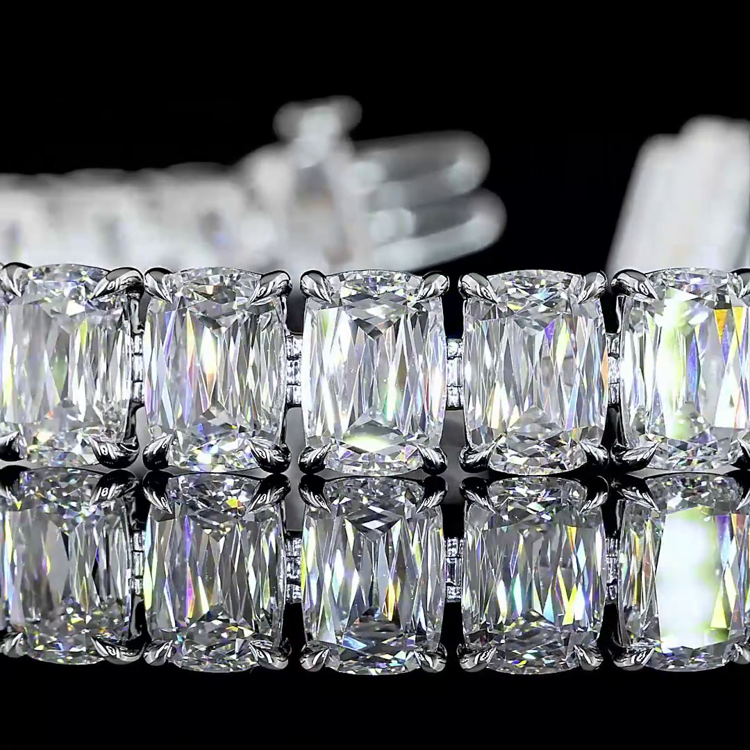 35.67 CTTW Radiant Modified Lab Diamond Tennis Bracelet 7" 14k White Gold E Color and VS1 Clarity jewelry-spot-usa