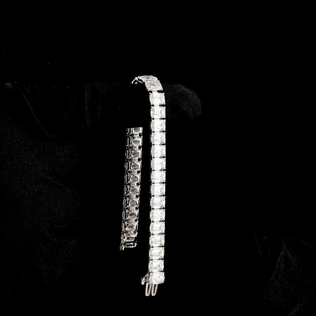 35.67 CTTW Radiant Modified Lab Diamond Tennis Bracelet 7" 14k White Gold E Color and VS1 Clarity jewelry-spot-usa