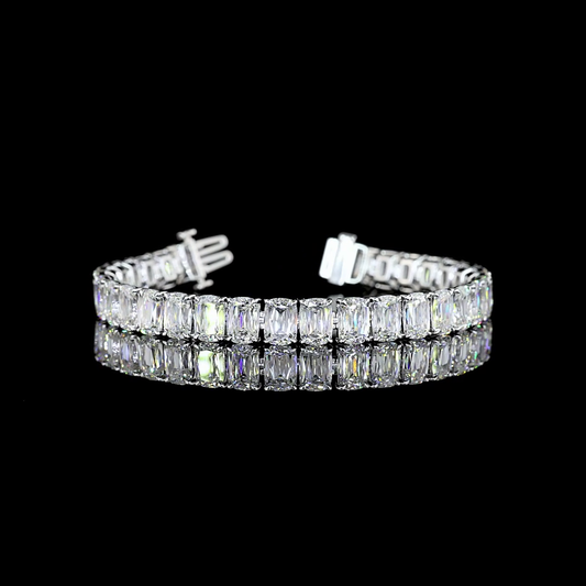 33.56 CTTW Radiant Modified Lab Diamond Tennis Bracelet 6.5" 14k White Gold E Color and VVS1 Clarity jewelry-spot-usa