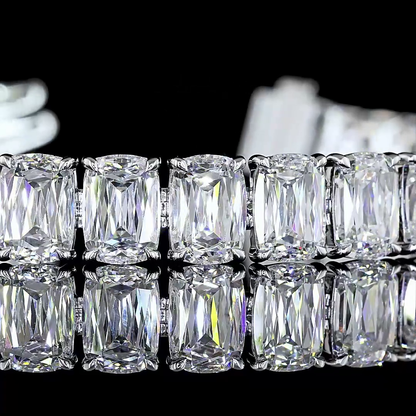 33.56 CTTW Radiant Modified Lab Diamond Tennis Bracelet 6.5" 14k White Gold E Color and VVS1 Clarity jewelry-spot-usa