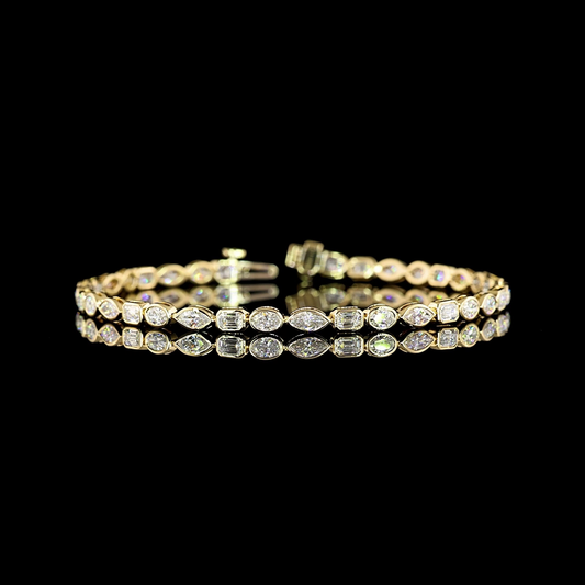 3.51 CTTW MIX Lab Diamond Tennis Bracelet 7" 14k Yellow Gold (E Color and VS Clarity)