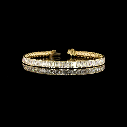 11.66 CTTW Emerald Lab Diamond Tennis Bracelet 7" 14k Yellow Gold E Color and VS Clarity jewelry-spot-usa