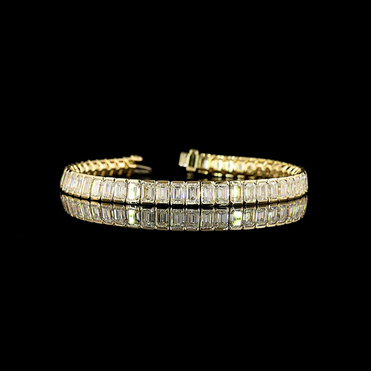 15.86 CTTW Emerald Lab Diamond Tennis Bracelet 7" 14k Yellow Gold E Color and VS Clarity jewelry-spot-usa