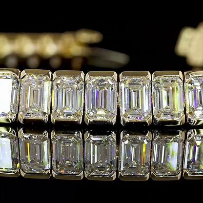 15.86 CTTW Emerald Lab Diamond Tennis Bracelet 7" 14k Yellow Gold E Color and VS Clarity jewelry-spot-usa