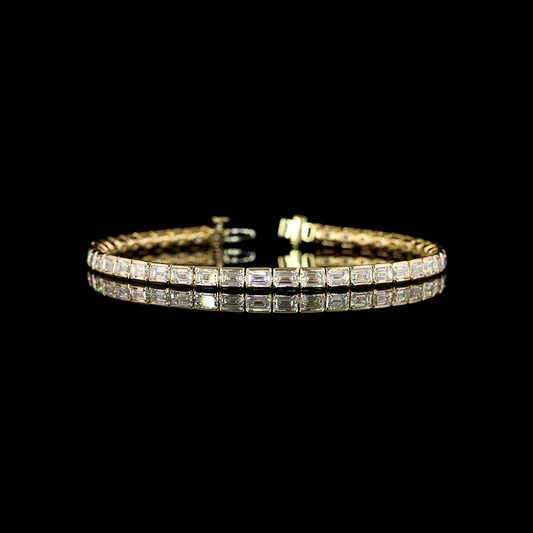 8.49 CTTW Emerald Lab Diamond Tennis Bracelet 7" 14k Yellow Gold E Color and VS Clarity jewelry-spot-usa