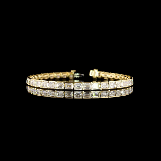 11.95 CTTW Emerald Lab Diamond Tennis Bracelet 7" 14k Yellow Gold E Color and VS Clarity jewelry-spot-usa