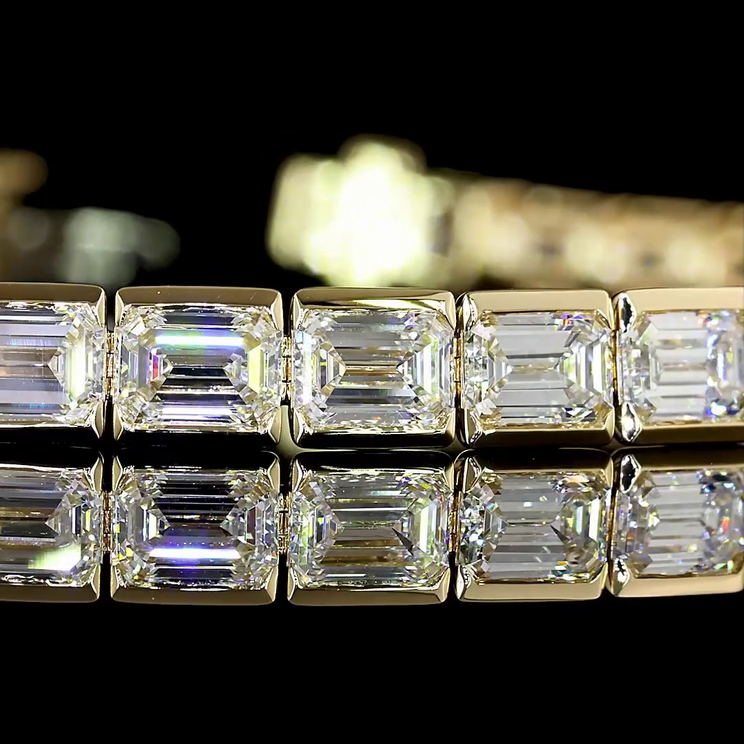 11.95 CTTW Emerald Lab Diamond Tennis Bracelet 7" 14k Yellow Gold E Color and VS Clarity jewelry-spot-usa