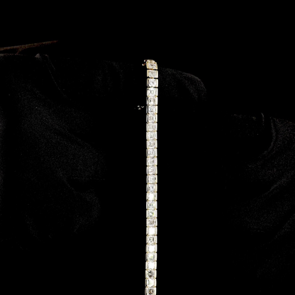 13.77 CTTW Asscher Lab Diamond Tennis Bracelet 7" 14k Yellow Gold E Color and VS Clarity jewelry-spot-usa